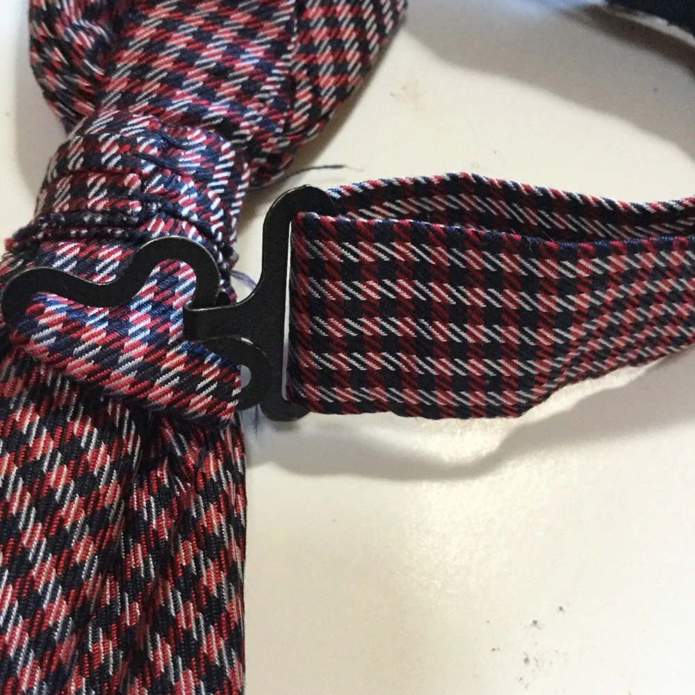J. Kahaki Bow Tie Red Plaid Gray Black Little Boys Hook Closure Preppy Holiday